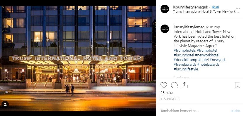 Hotel mewah milik Donald Trump. (Instagram/@luxurylifestylemaguk)