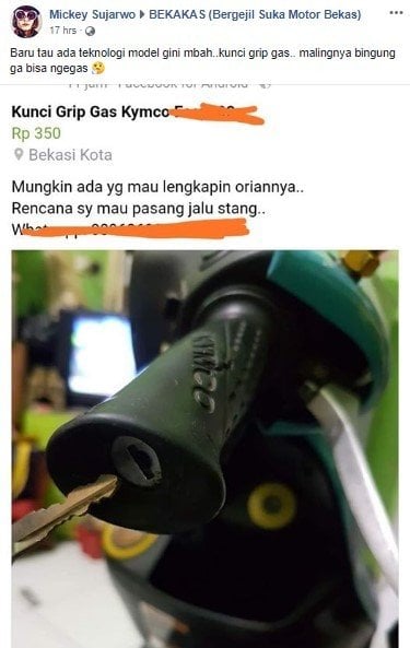 Skuter Matik Kymco. (Facebook/Mickey)