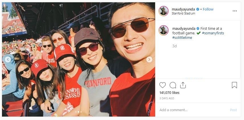 Potret Maudy Ayunda di Amerika Serikat (instagram.com/maudyayunda)