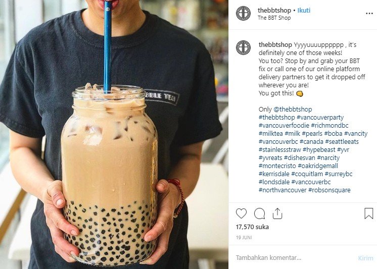 Kemasan bubble tea berbentuk unik. (Instagram/@thebbtshop)