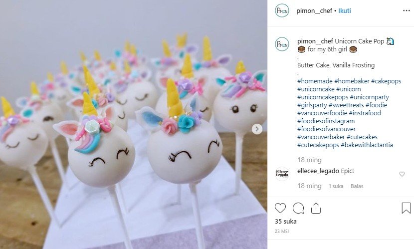 Cake pop, kudapan unik yang cocok untuk segala acara. (Instagram/@pimon_chef)