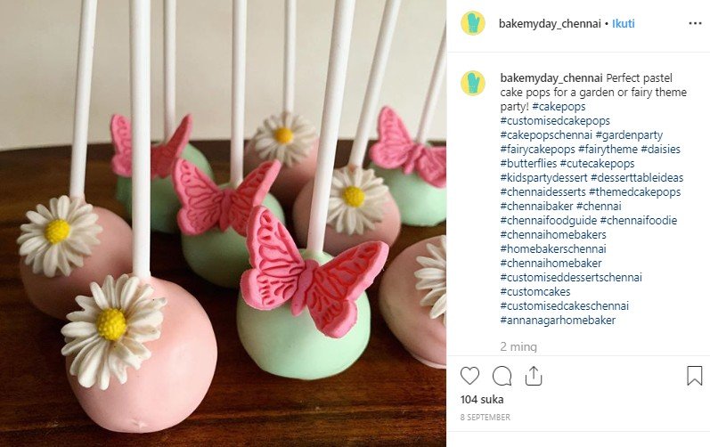 Cake pop, kudapan unik yang cocok untuk segala acara. (Instagram/@bakemyday_chennai)