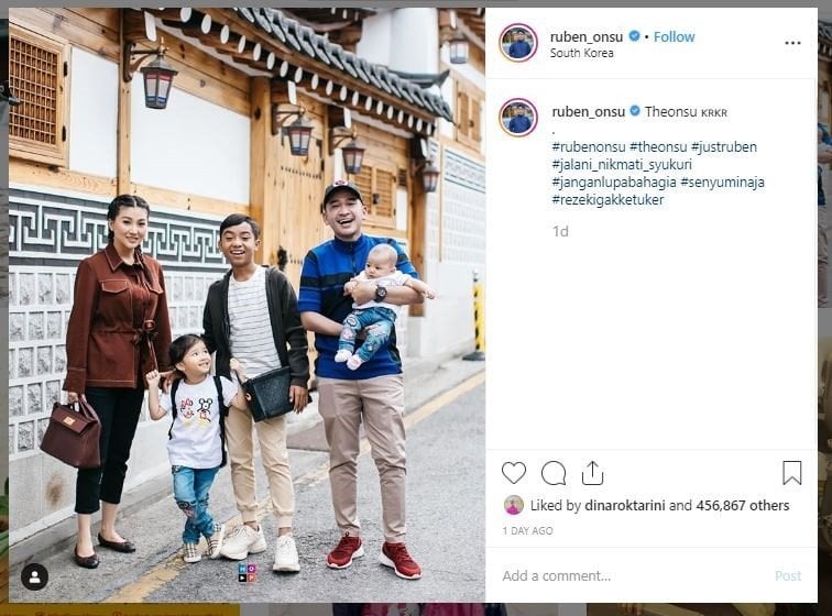 Ruben Onsu dan keluarga liburan di Korea Selatan (instagram.com/ruben_onsu)