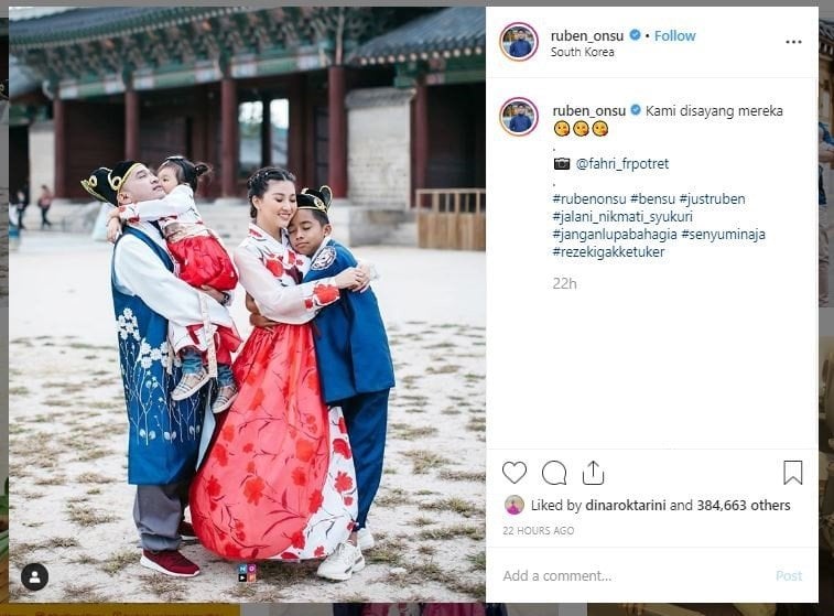 Ruben Onsu dan keluarga liburan di Korea Selatan (instagram.com/ruben_onsu)