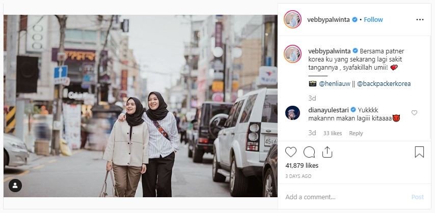 Momen liburan Vebby Palwinta dan Dian Ayu di Korea Selatan (instagram.com/vebbypalwinta)