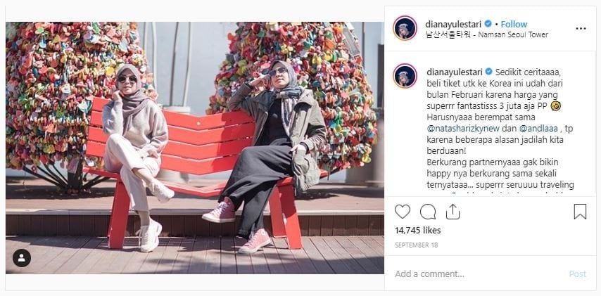 Momen liburan Vebby Palwinta dan Dian Ayu di Korea Selatan (instagram.com/dianayulestari)