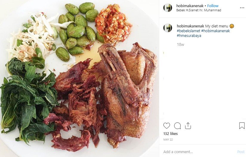 Sajian Warung Bebek H. Slamet yang jadi primadona. (Instagram/@hobimakanenak)