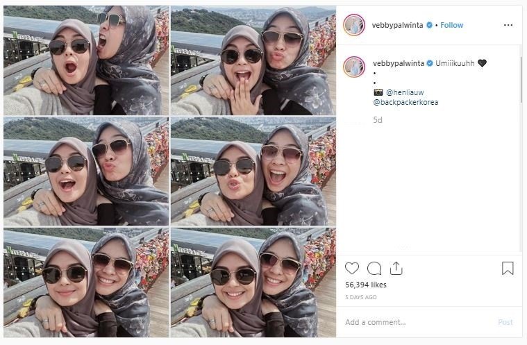 Momen liburan Vebby Palwinta dan Dian Ayu di Korea Selatan (instagram.com/vebbypalwinta)