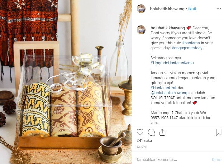 Kreasi kue bernuansa batik. (Instagram/@bolubatik.khawung)