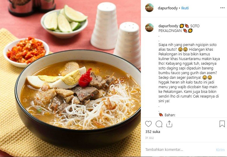 Kuliner khas Pekalongan. (Instagram/@dapurfoody)