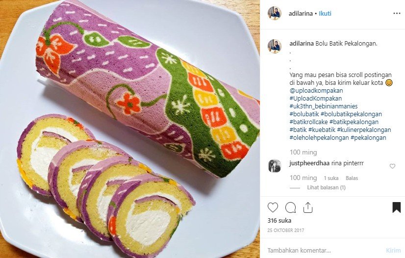 Kreasi kue bernuansa batik. (Instagram/@adilarina)