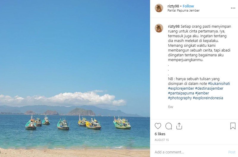 Pantai Papuma di Jember. (Instagram/@rizty98)