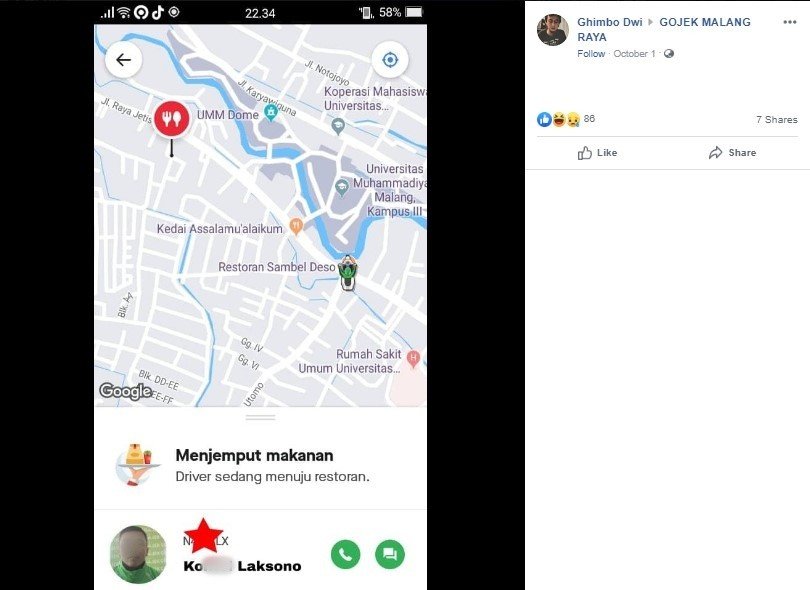 Nama Unik Driver Ojol. (Facebook/Dwi)