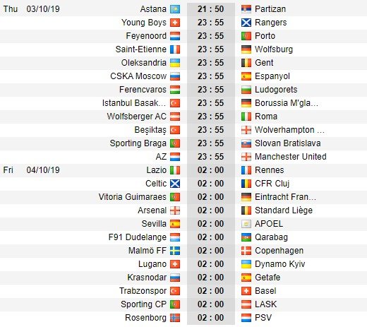 Jadwal Matchday 2 Liga Europa 2019/2020