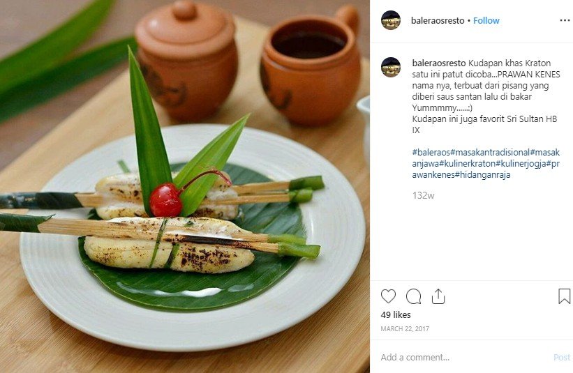 Prawan Kenes, kuliner khas Keraton Yogyakarta. (Instagram/@baleraosresto)
