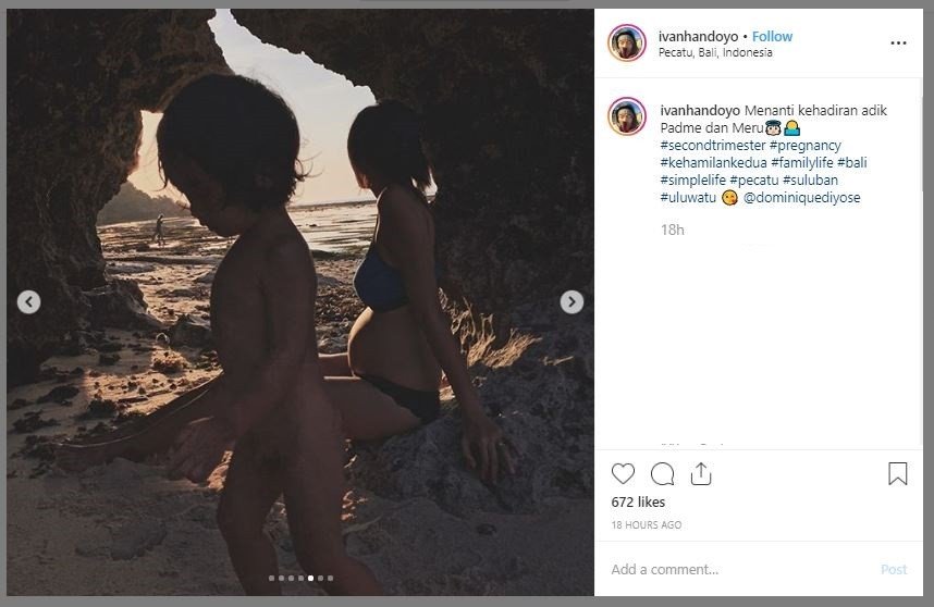 Dominique Diyose Pamer Baby Bump di Pantai (instagram.com/ivanhandoyo)