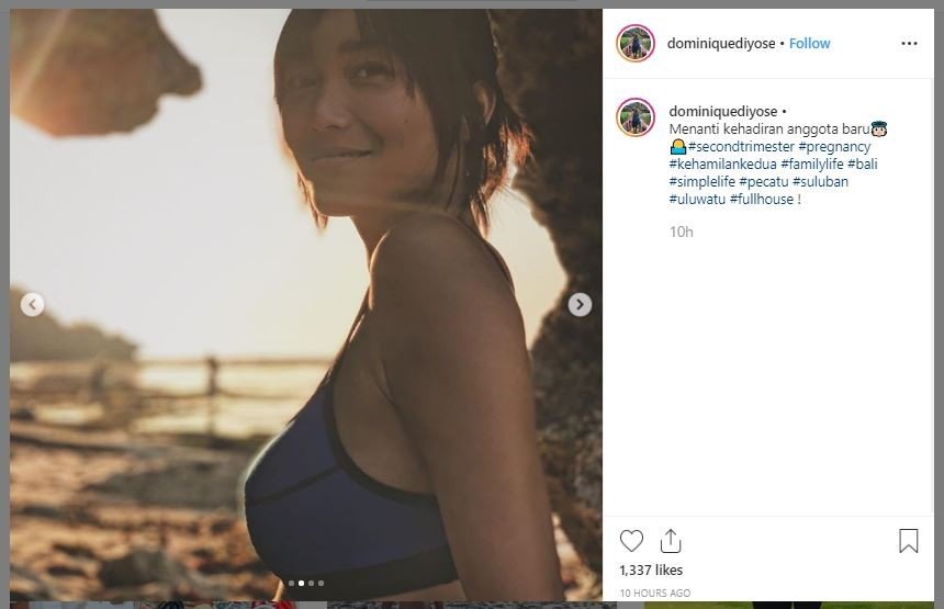 Dominique Diyose Pamer Baby Bump di Pantai (instagram.com/dominiquediyose)