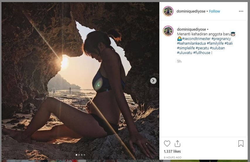 Dominique Diyose Pamer Baby Bump di Pantai (instagram.com/dominiquediyose)