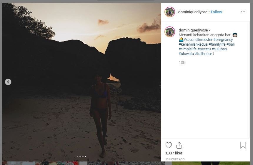 Dominique Diyose Pamer Baby Bump di Pantai (instagram.com/dominiquediyose)