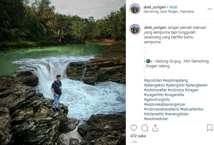 Air Terjun Kedung Grujug di Sragen. (Instagram/@abet_yurigen)