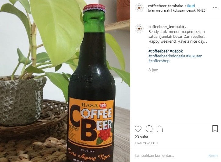Minuman soda asli Indonesia. (Instagram/@coffeebeer_tembako)
