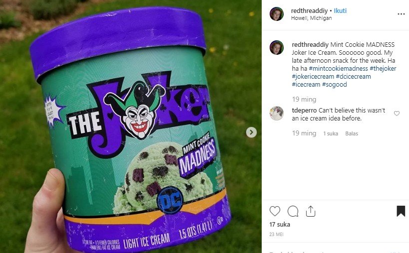 Kemasan es krim bertema Joker. (Instagram/@redthreaddiy)