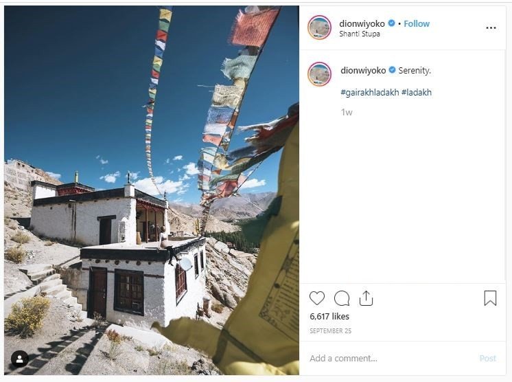 Dion Wiyoko dan Fiona Anthony Liburan di Ladakh, India (instagram.com/dionwiyoko)