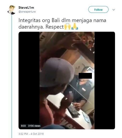 Tegur Money Changer Nakal, Integritas Pemandu Wisata di Bali Tuai Pujian. (Twitter)