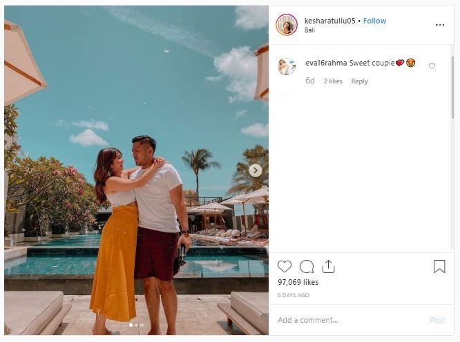 Momen Romantis Kesha Ratuliu dan Kekasih di Bali (instagram.com/kesharatuliu05)