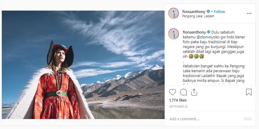 Dion Wiyoko dan Fiona Anthony Liburan di Ladakh, India (instagram.com/dionwiyoko)