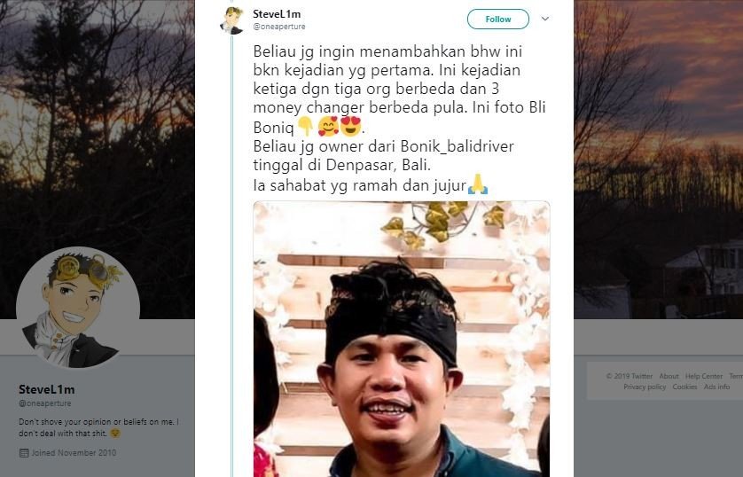 Viral Video Penipuan Money Changer di Bali (twitter.com/oneaperture)