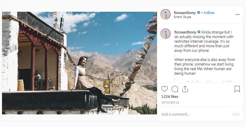 Dion Wiyoko dan Fiona Anthony Liburan di Ladakh, India (instagram.com/fionaanthony)