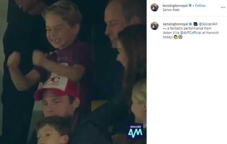 Pangeran George menonton pertandingan sepak bola. (Instagram/@kensingtonroyal)