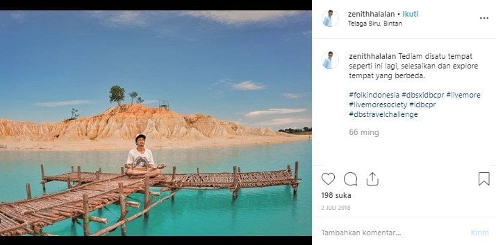 Danau Biru Bintan di Kepulauan Riau. (Instagram/@zenithhalalan)