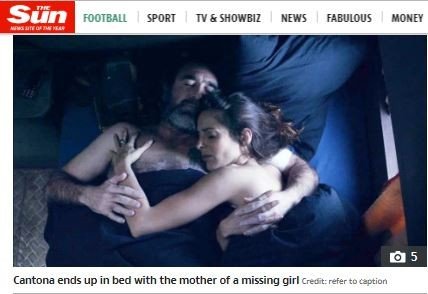 Eric Cantona beradegan tidur bersama. (Dok. The Sun).