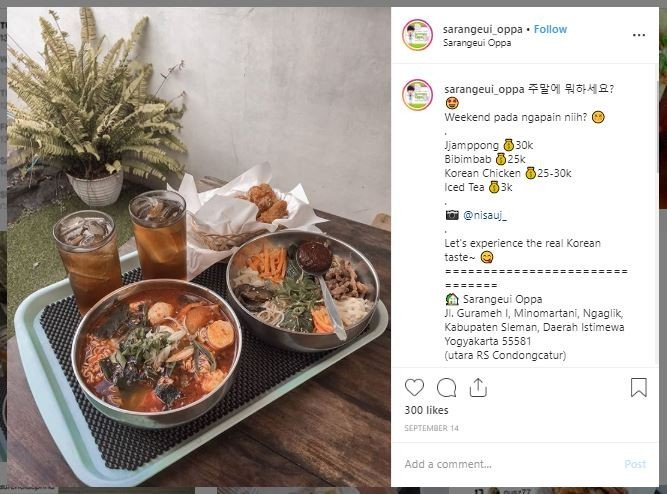 Rekomendasi Restoran Korea di Yogyakarta (instagram.com/sarangeui_oppa)