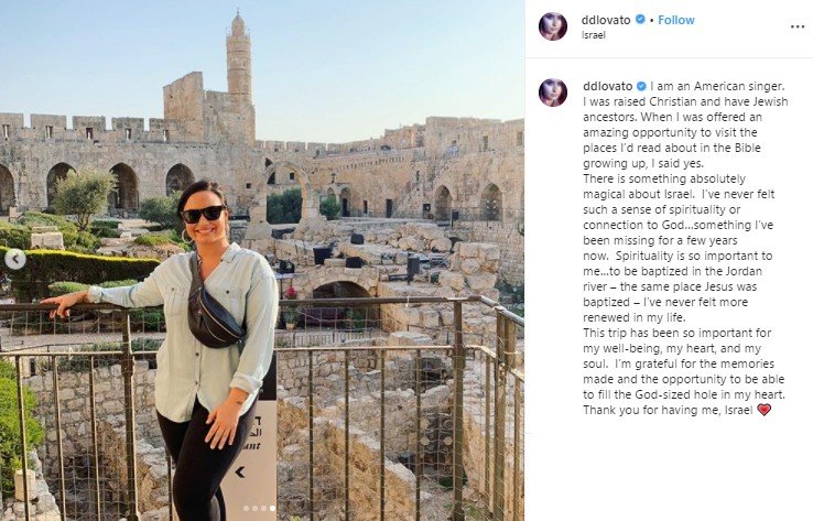 Demi Lovato di Israel. (Instagram/@ddlovato)