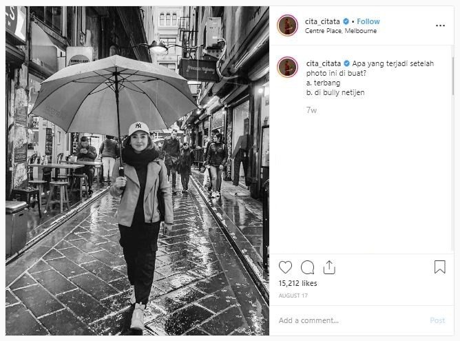 Gaya Liburan Cita Citata (instagram.com/cita_citata)