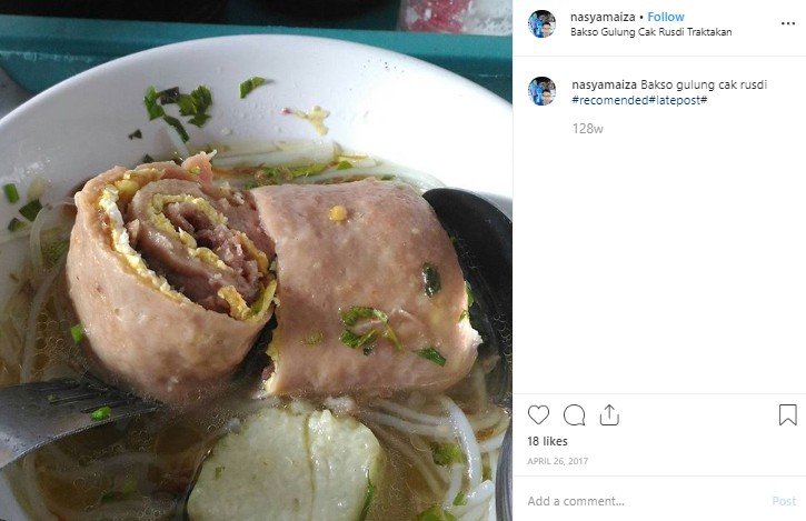 Bakso Gulung Cak Rusdi. (Instagram/@nasyamaiza)