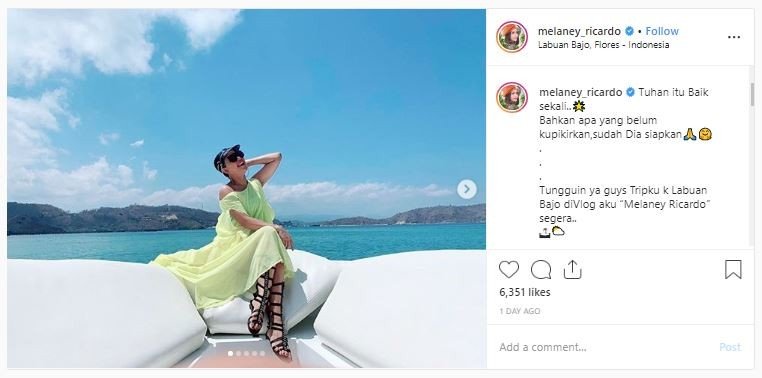 Liburan Melaney Ricardo di Labuan Bajo (instagram.com/melaney_ricardo)