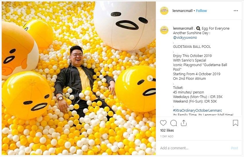 Gudetama Ball Pool di Surabaya (instagram.com/lenmarcmall)