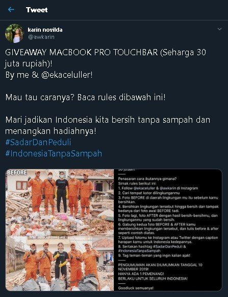 Sayembara Awkarin. (Twitter)