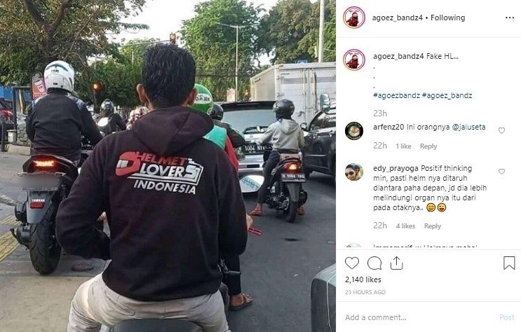 Pembonceng Tak Pakai Helm. (Instagram/agoez_bandz4)