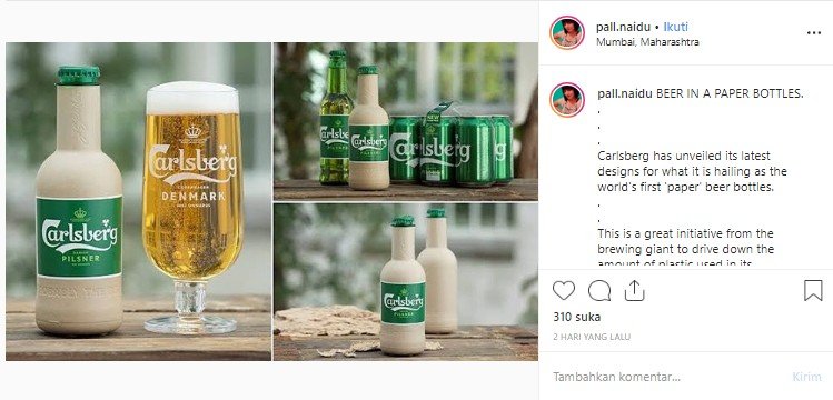 Botol bir kertas dari Carlsberg. (Instagram/@pall.naidu)