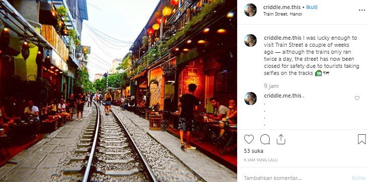 Old Quarter, train street di Hanoi, Vietnam. (Instagram/@criddle.me.this)