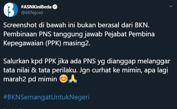 Jawaban BKN atas postingan hoaks. (Twitter)