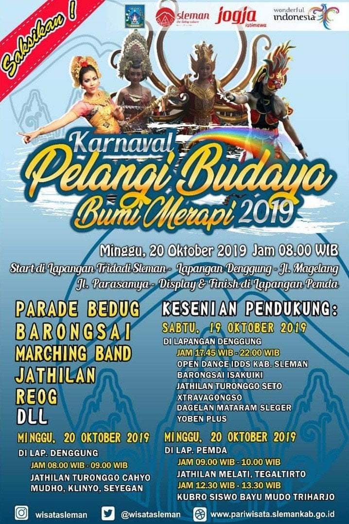 Karnaval Pelangi Budaya Bumi Merapi 2019. (Instagram/Dinas Pariwisata Sleman)