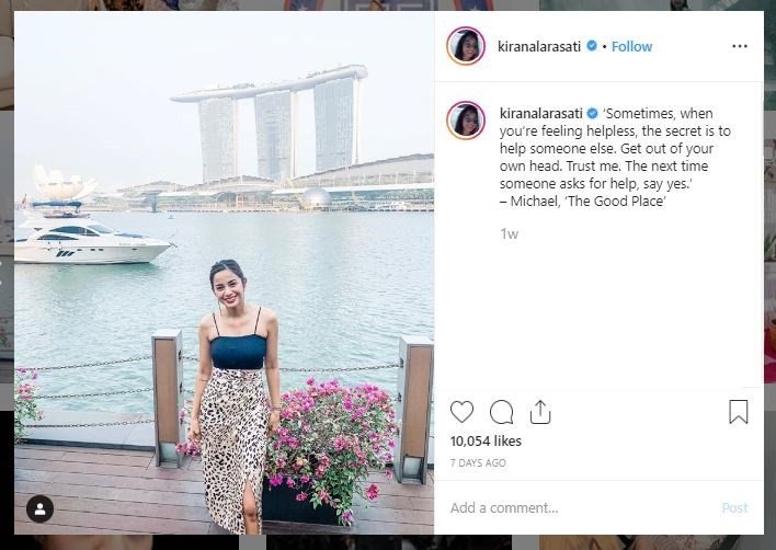 Gaya Liburan Kirana Larasati di Singapura (instagram.com/kiranalarasati)