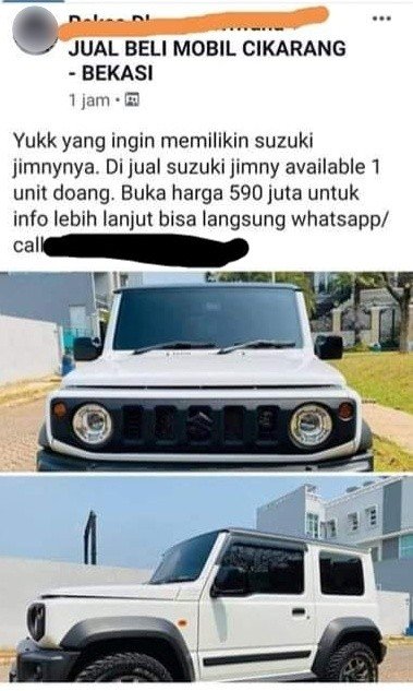 Suzuki Jimny yang harganya melambung tinggi. (Facebook)