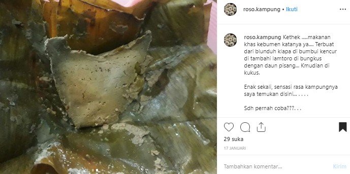 Kethek kuliner jadul khas Kebumen. (Instagram/@roo. kampung)